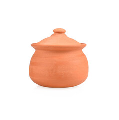 Close-up of soft clay pot over white background