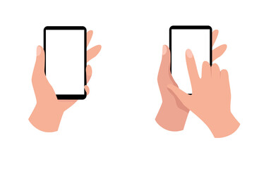 Hand holding the phone - vector mockup.
