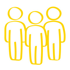 Handgezeichnete Menschengruppe in gelb