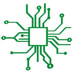 Handgezeichneter Mikrochip in grün