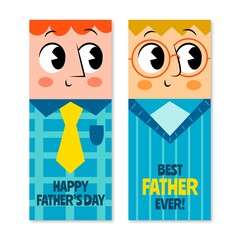 Hand Drawn Fathers Day Banners Set