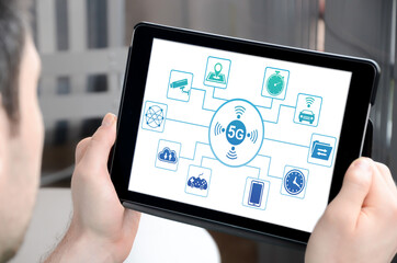 5g concept on a tablet