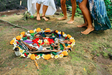 Shamanic items for retuals in the forest.