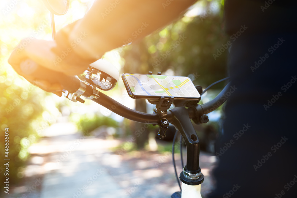Poster bicycle gps navigator app with map