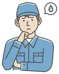 Male blue collar worker gesture illustration | upset, unhappy