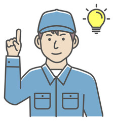 Male blue collar worker gesture illustration | inspiration, idea, solution