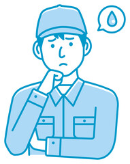 Male blue collar worker gesture illustration | upset, unhappy