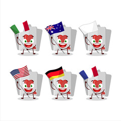 Remi card love cartoon character bring the flags of various countries