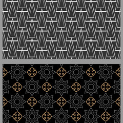Fototapeta premium Geometric background patterns with decorative elements. Set. Suitable for decorating book covers, posters, wallpapers, invitations, postcards. Seamless pattern, texture. Vector image