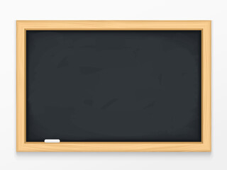 Blank black chalkboard with wooden frame
