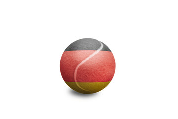 Tennis ball with the coloured national flag of Germany on the white background
