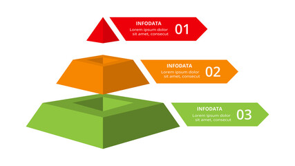 Vector pyramid up arrows infographic, diagram chart, triangle graph presentation. Business timeline concept with 3 parts