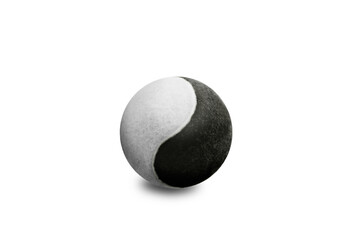 Yin and yang tennis ball on the white background