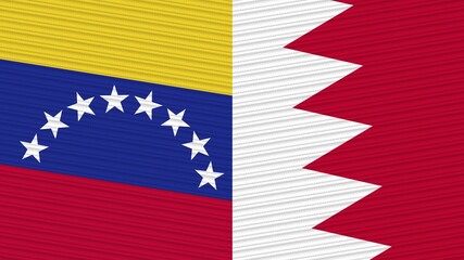 Bahrain and Venezuela Two Half Flags Together Fabric Texture Illustration