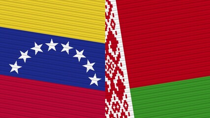 Belarus and Venezuela Two Half Flags Together Fabric Texture Illustration