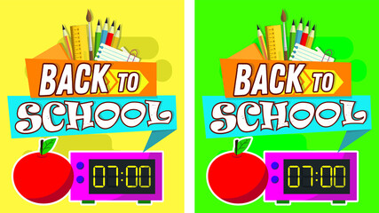 School supplies in a student bag Back to school Vector illustration