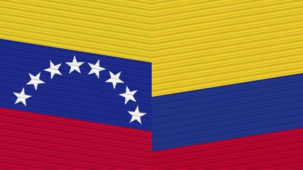 Colombia and Venezuela Two Half Flags Together Fabric Texture Illustration