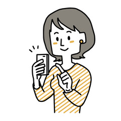 スマートフォンを操作する女性