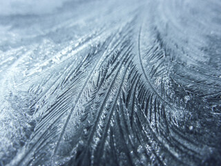 Winter ice crystals on windshield