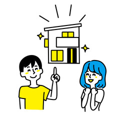 住宅購入を決めた夫婦のイラスト
