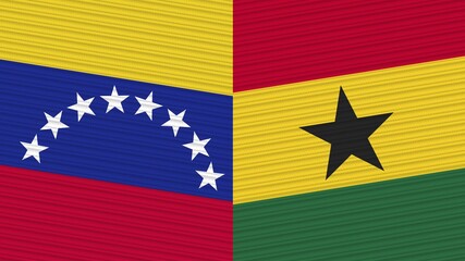 Ghana and Venezuela Two Half Flags Together Fabric Texture Illustration