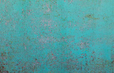 old metallic blue background with peeling and rust