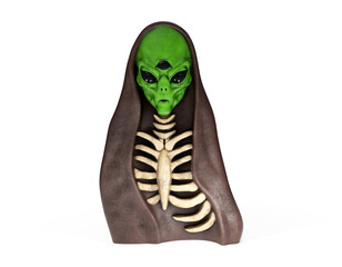 Portrait of an alien male extraterrestrial on a background. 3d rendering