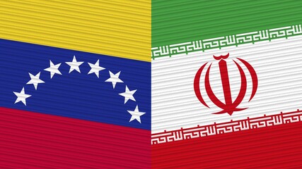 Iran and Venezuela Two Half Flags Together Fabric Texture Illustration