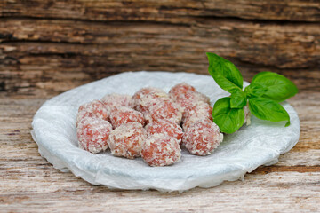 salami pralines with truffle und parmesan cheese
