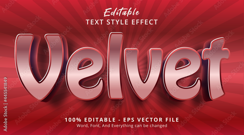 Poster editable text effect, velvet text header style effect