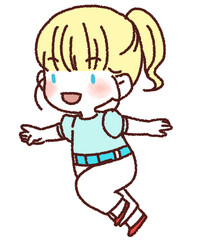 白人の子供が元気に走っている様子