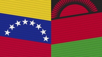 Malawi and Venezuela Two Half Flags Together Fabric Texture Illustration