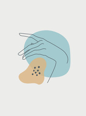 Hand gesture boho style wall art decor. Creative minimalist hand draw abstract art. modern illustrations. Bohemian style collection. Organic boho shape set
