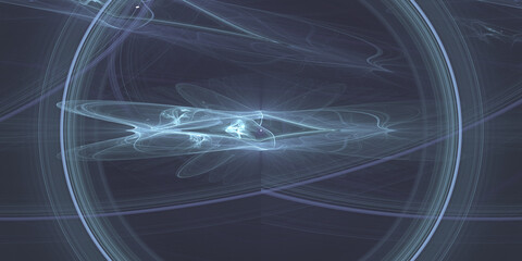 Abstract background with circle line and shiny shape isolated on black design