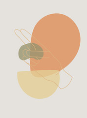 Modern abstract boho style hand gesture. Aesthetic hand-drawn modern gesture art contemporary bohemian poster cover template. Organic boho shape for poster, wall decor, wall art, banner, flier and mor