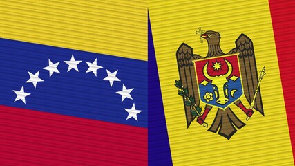 Moldova and Venezuela Two Half Flags Together Fabric Texture Illustration
