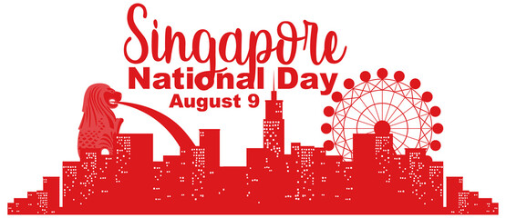 Singapore National Day with Marina Bay Sands Singapore and fireworks - obrazy, fototapety, plakaty