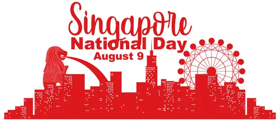Deurstickers Singapore National Day with Marina Bay Sands Singapore and fireworks © blueringmedia