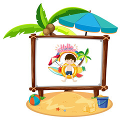 Picture of little boy in the beach scene isolated