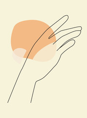 Hand gesture boho style wall art decor. Creative minimalist hand draw abstract art. modern illustrations. Bohemian style collection. Organic boho shape set
