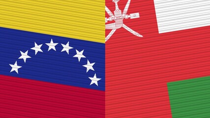 Obraz premium Oman and Venezuela Two Half Flags Together Fabric Texture Illustration