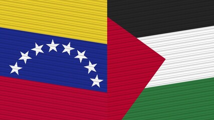 Palestine and Venezuela Two Half Flags Together Fabric Texture Illustration