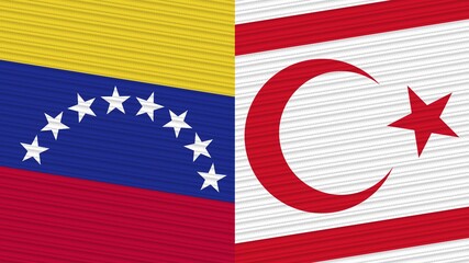 Turkish Republic of Northern Cyprus and Venezuela Two Half Flags Together Fabric Texture Illustration