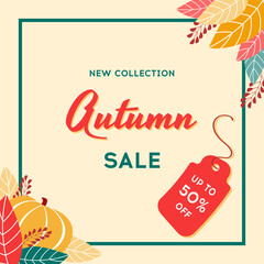 New Collection Autumn Sale Banner. Discount Offer Poster for Social Media.