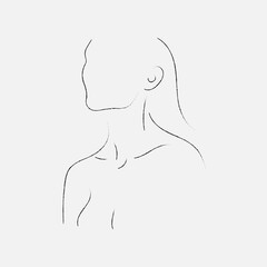 Woman outline silhouette. Line women body art. Girl face. Woman beauty fashion contour. Modern minimalist style. Vector Illustration.