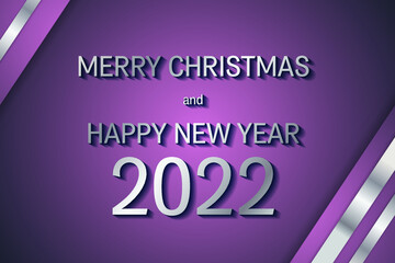 2022 new year Merry Christmas pink purple and silver card vector graphic design. 