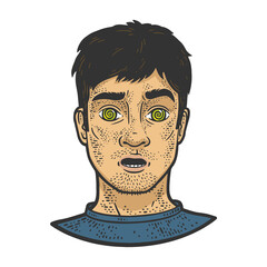 hypnotized man sketch raster illustration