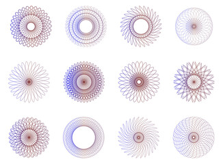 Colorful spirograph in gradient color set 1