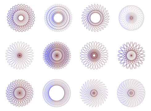 Colorful spirograph in gradient color set 1