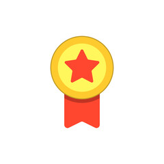 Champion award with star, winner flat vector icon